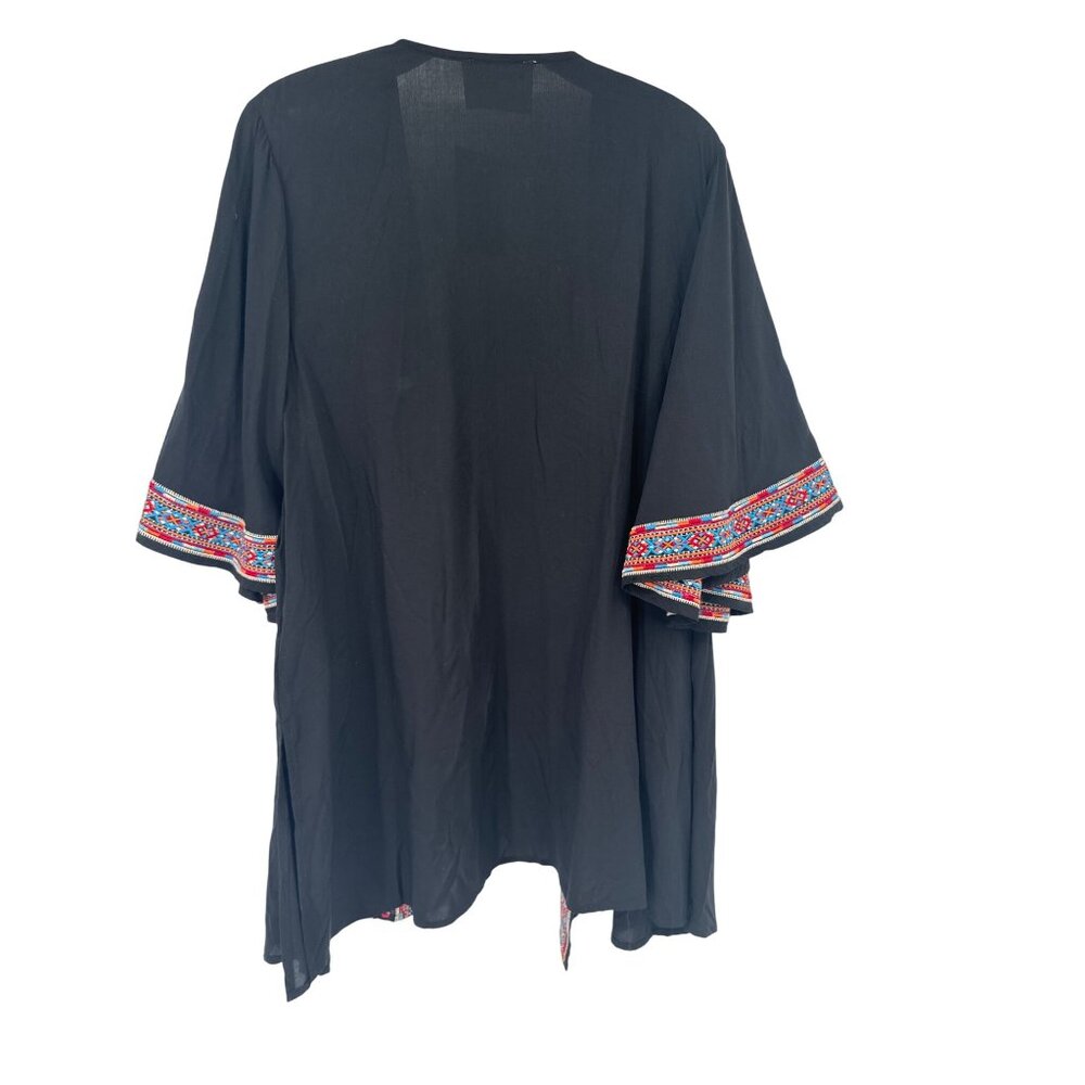 Savanna Jane Black  Embroidered Open  Kimono Cardigan topper size small new - Picture 4 of 7